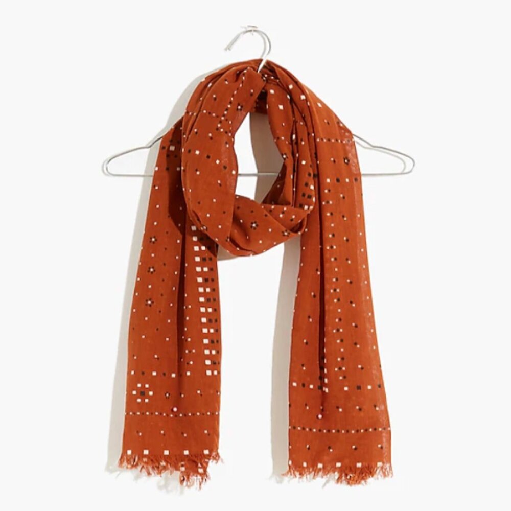 Madewell Rust Orange Studded Fringe Scarf